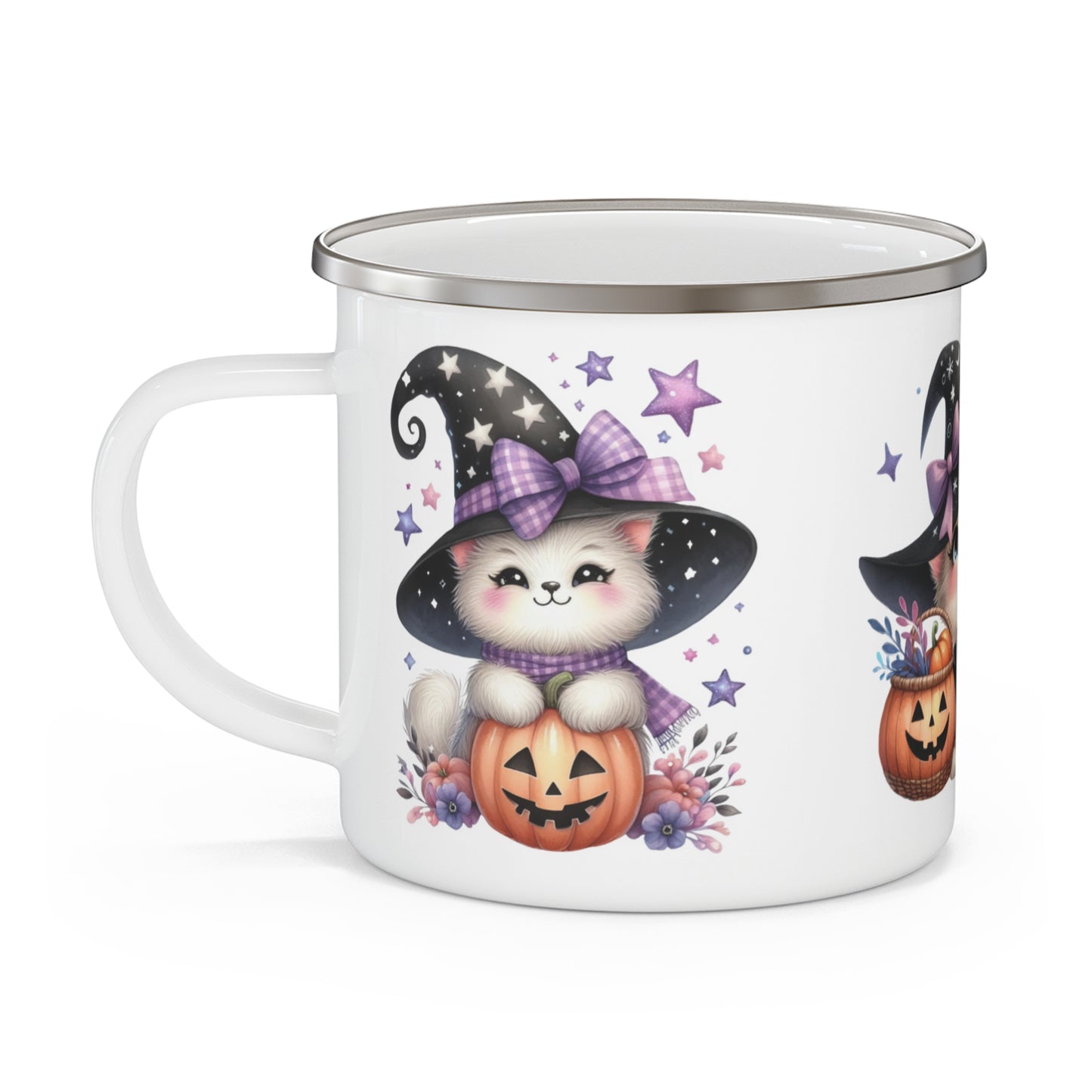 Cute Witch Cat Enamel Camping Mug - Kim’s Signature Beauty & Accessories    (Store description)