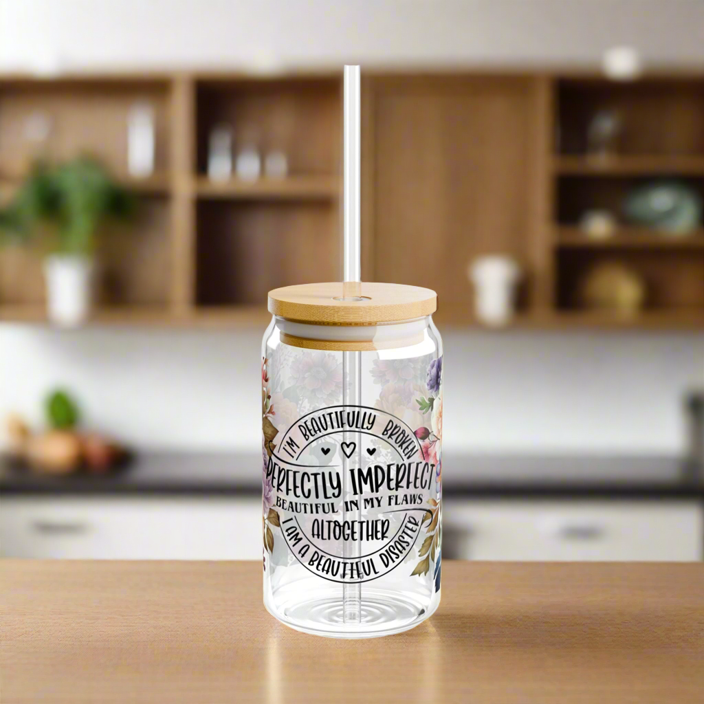 Perfectly Imperfect Sipper Glass - Kim’s Signature Beauty & Accessories    (Store description)