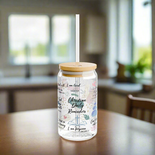 Christian Daily Reminders Glass Sipper - Kim’s Signature Beauty & Accessories    (Store description)