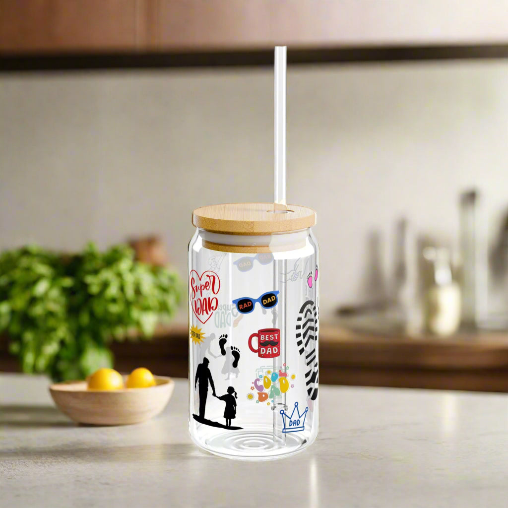 Stepped up Girl Dad Sipper Glass, 16oz - Kim’s Signature Beauty & Accessories    (Store description)