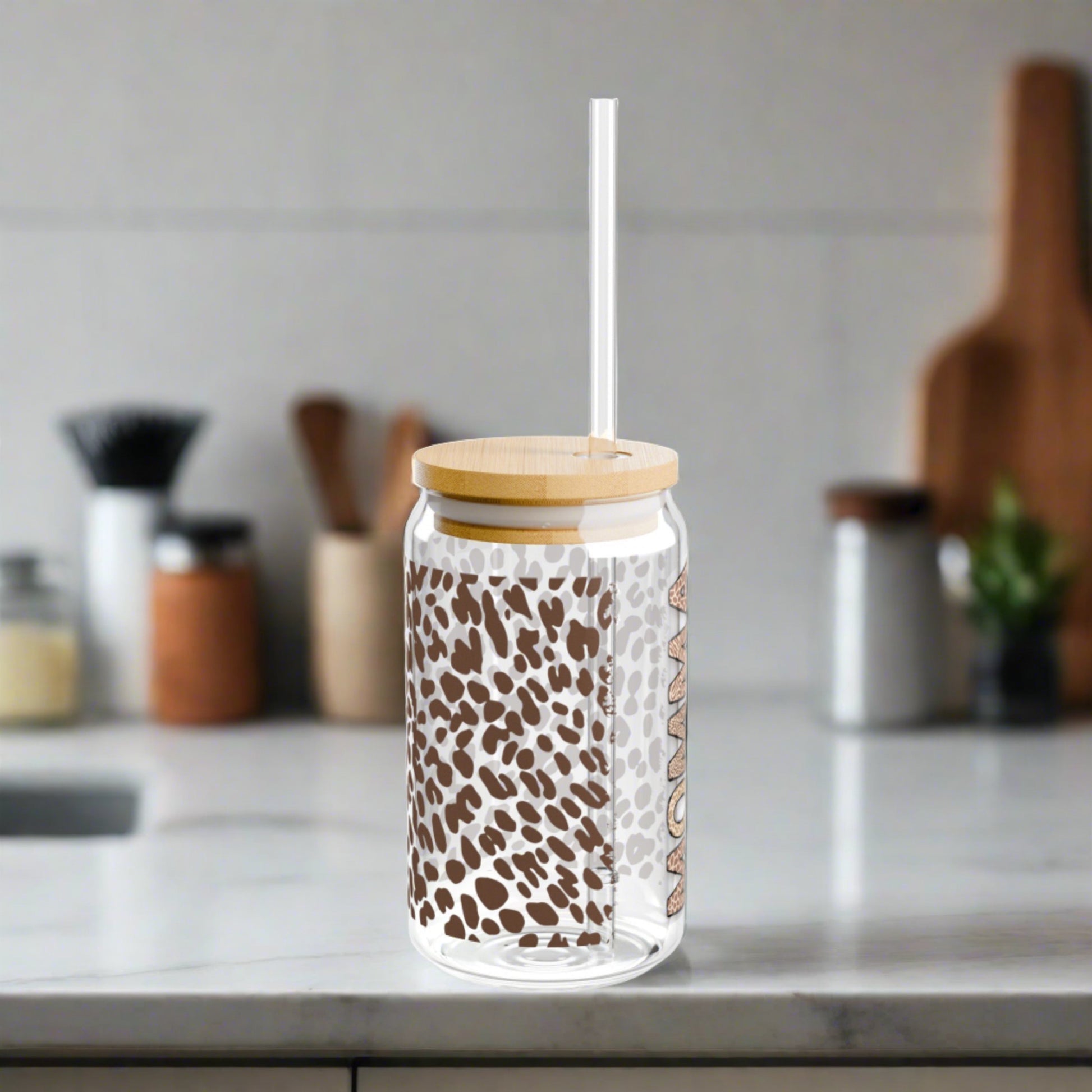Momma Leopard Sipper Glass, 16oz - Kim’s Signature Beauty & Accessories    (Store description)