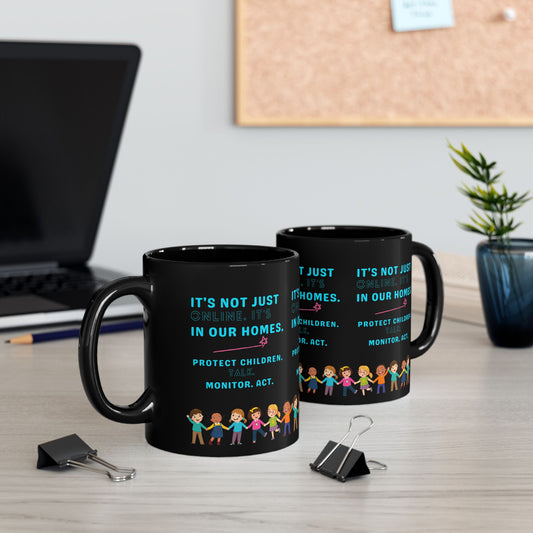 Empowering Black Mug - Protect Children, Monitor, Act - 11oz & 15oz