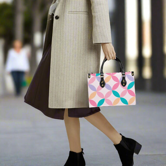 Pastel Geo PU Leather Handbag - Kim’s Signature Beauty & Accessories    