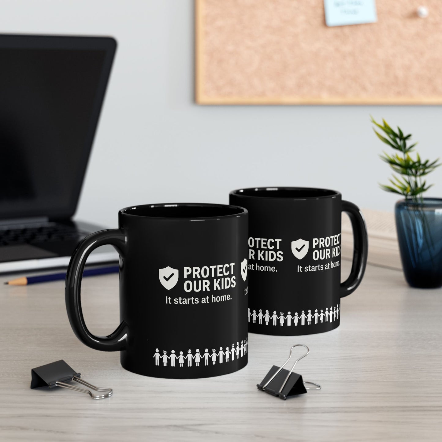 Protect Our Kids Black Mug – Child Safety Awareness Ceramic Cup