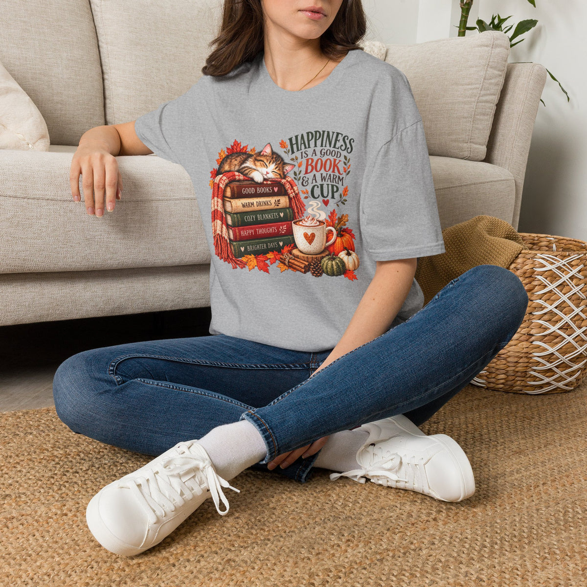 Happiness Is a Good Book and a Cup of Tea T-Shirt