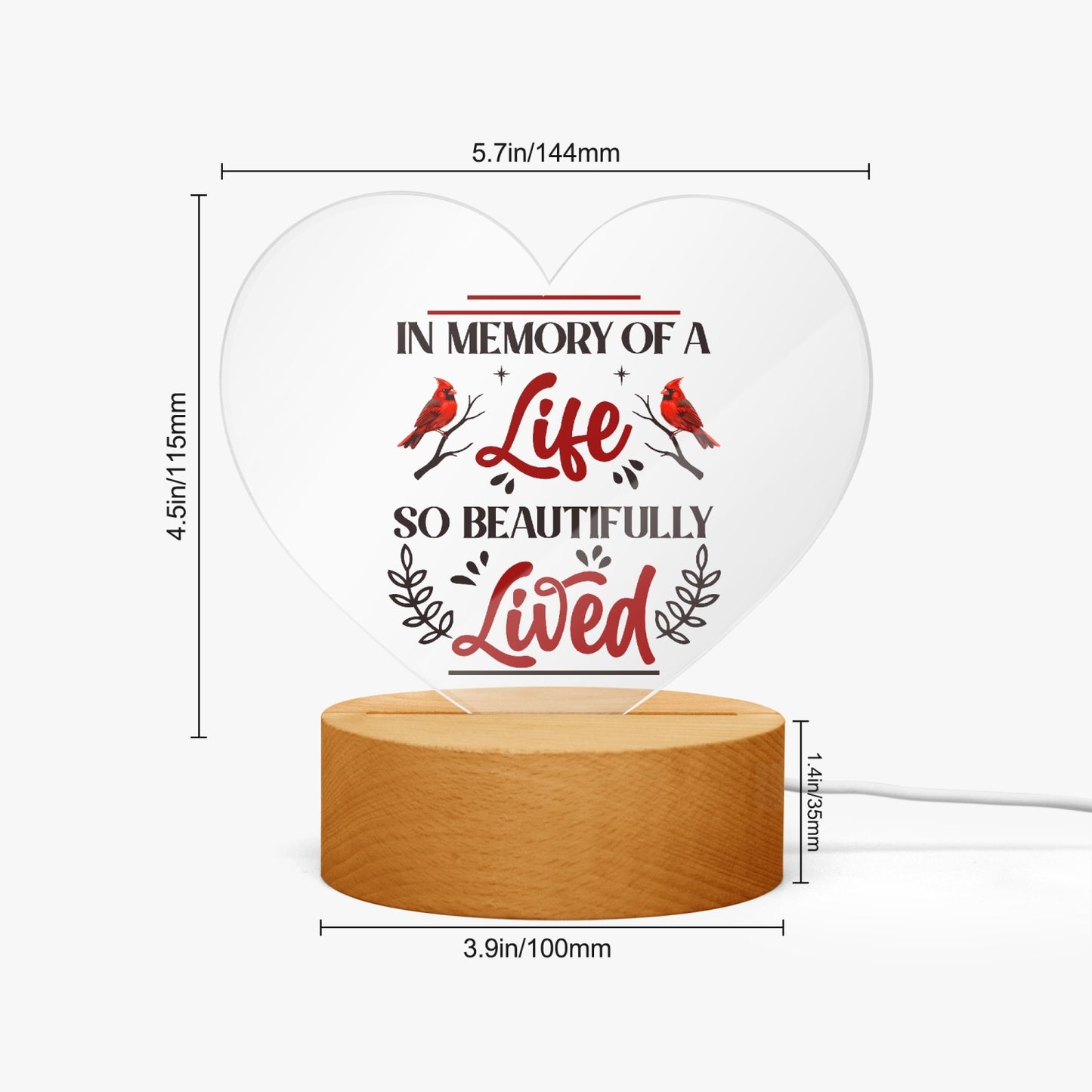 In Memory Acrylic Plaque with Stand - Heart - Kim’s Signature Beauty & Accessories    