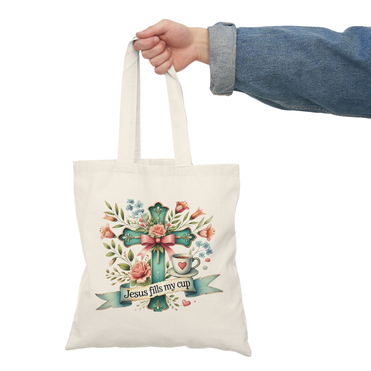 Inspirational Tote Bag - Jesus Fills My Cup - Kim’s Signature Beauty & Accessories    (Store description)