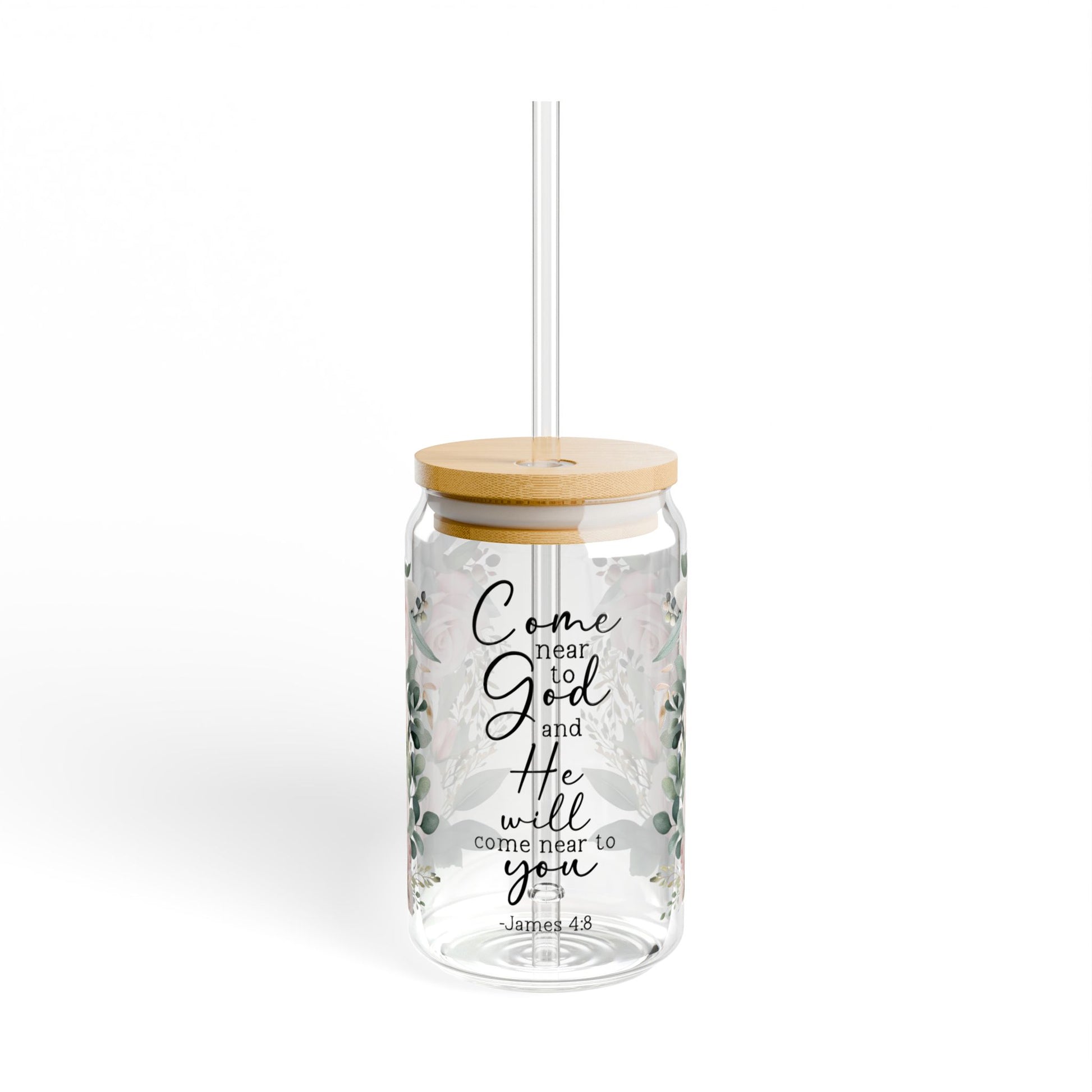 James 4:8 Sipper Glass - 16oz, Come Near to God Design - Kim’s Signature Beauty & Accessories    (Store description)
