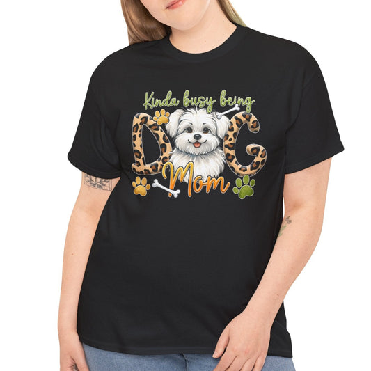 Kinda Busy Being a Dog Mom T-Shirt – Leopard Print - Kim’s Signature Beauty & Accessories    