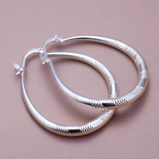 925 Silver-Plated Statement Hoop Earrings - Kim’s Signature Beauty & Accessories    