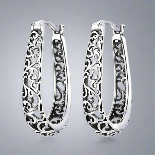 925 Sterling Silver Filigree Huggie Hoop Earrings - Kim’s Signature Beauty & Accessories    