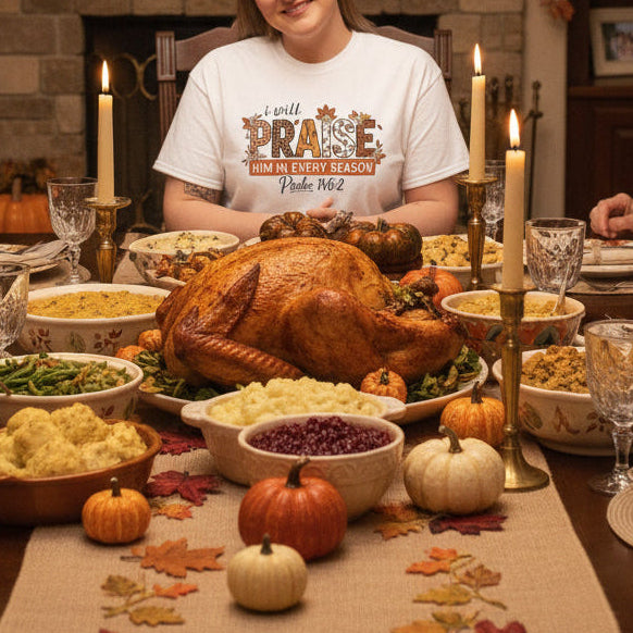 I Will Praise Him in Every Season T-Shirt - Psalm 146:2 Faith Shirt - Kim’s Signature Beauty & Accessories    