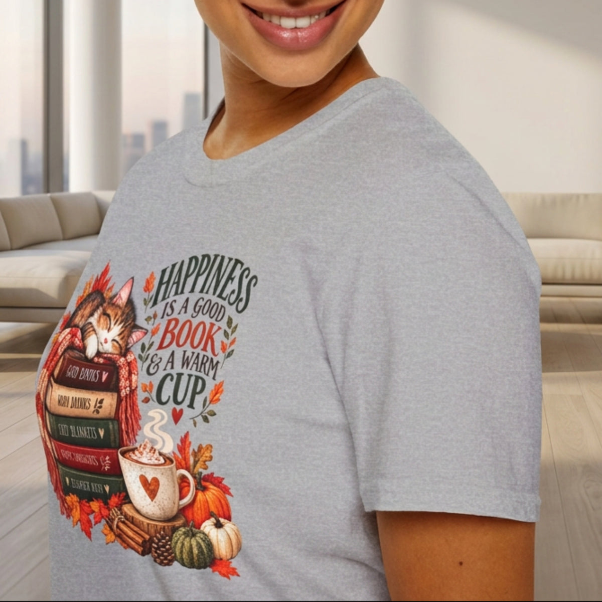 Happiness Is a Good Book and a Cup of Tea T-Shirt