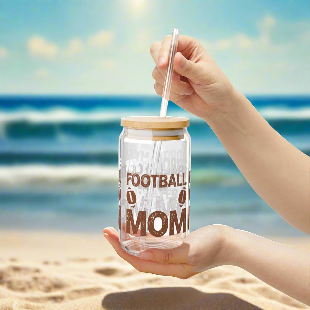 Football Mom | Sipper Glass, 16oz - Kim’s Signature Beauty & Accessories    (Store description)