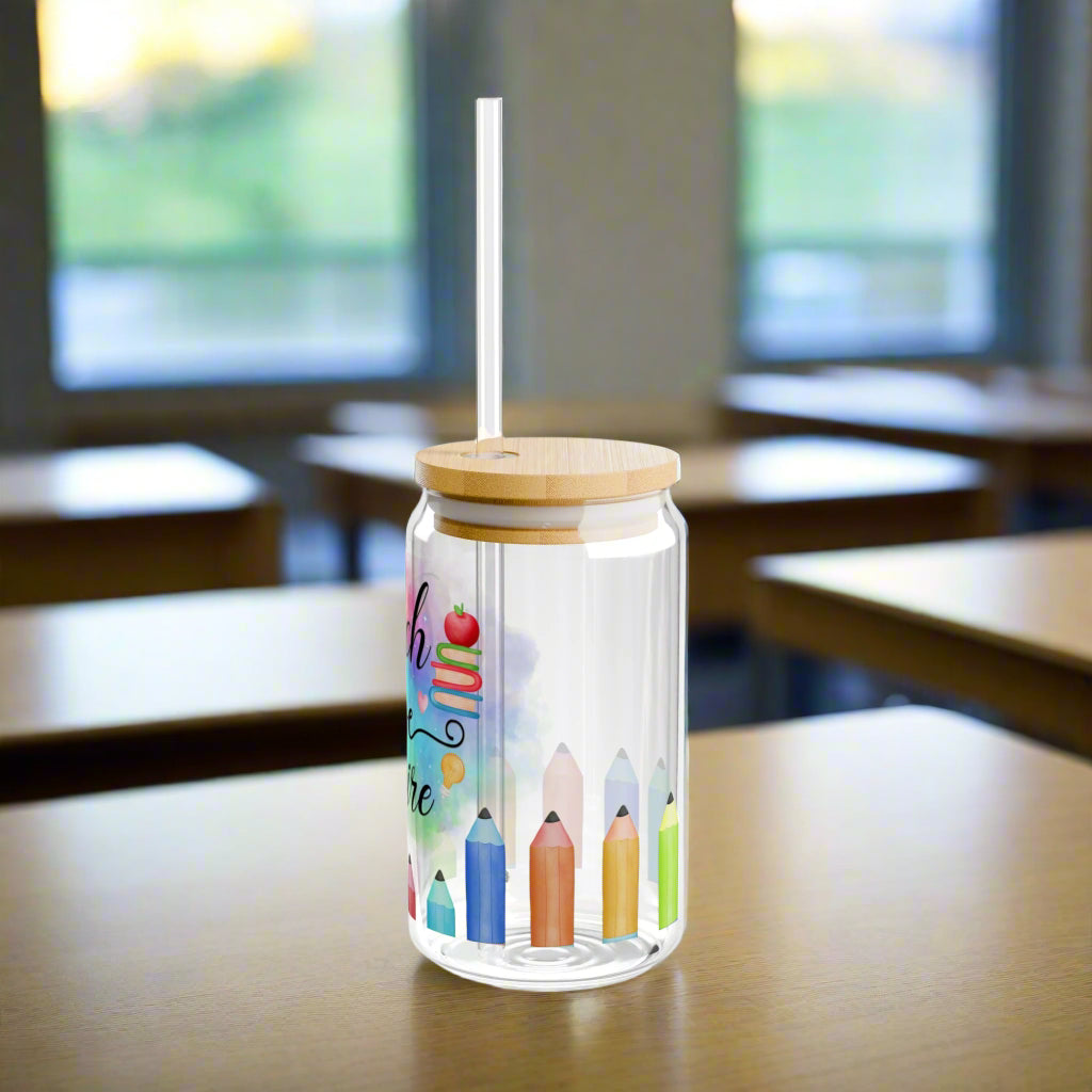 Teach, Love, Inspire Sipper Glass - Kim’s Signature Beauty & Accessories    (Store description)