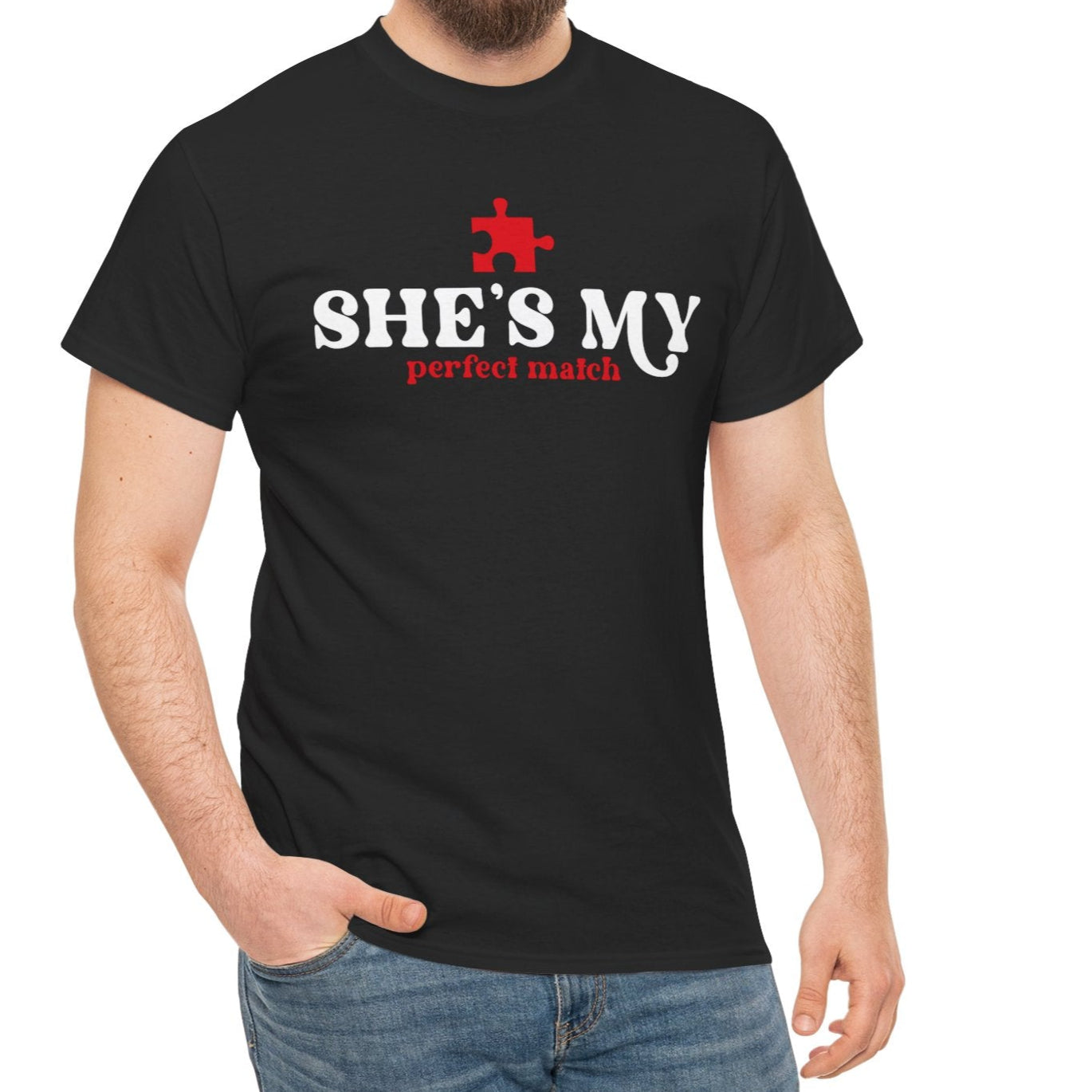She's My Perfect Match Puzzle Piece Tee – Couple's Matching Shirt - Kim’s Signature Beauty & Accessories    (Store description)