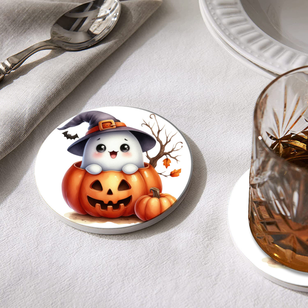 Ghostly Popup Pumpkin Coasters - Kim’s Signature Beauty & Accessories    (Store description)