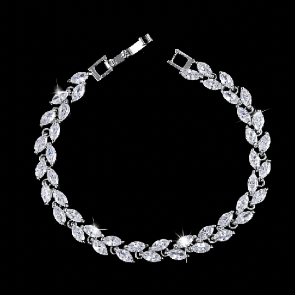 Nature’s Elegance Silver Leaf CZ Bracelet