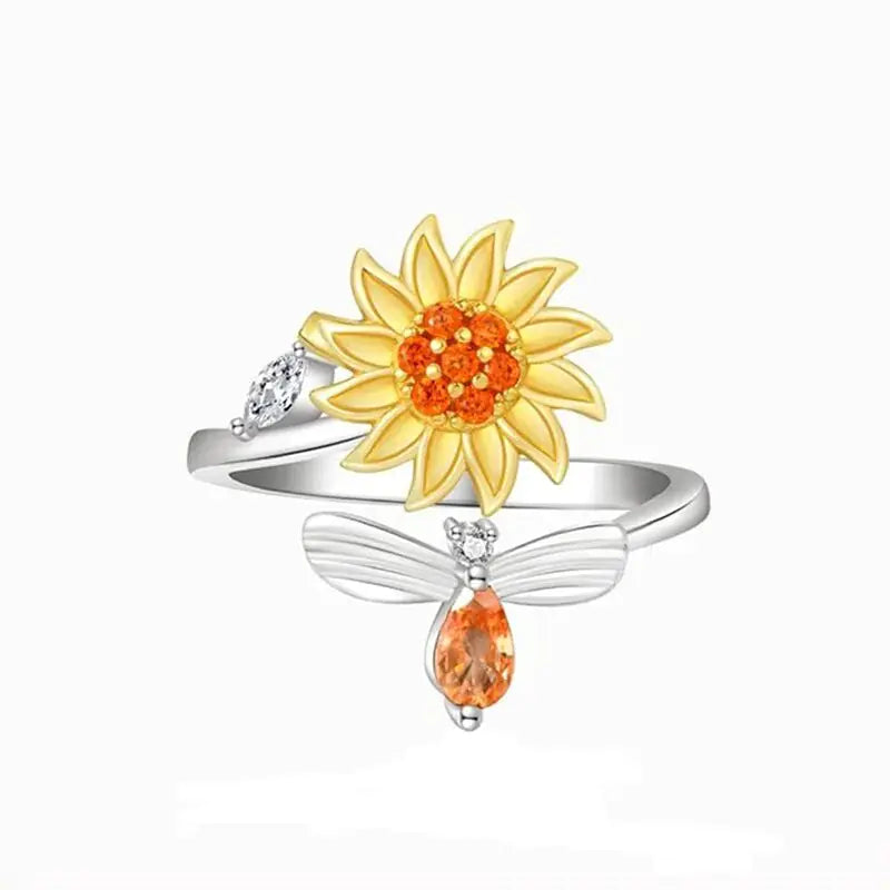Adjustable Spinning Sunflower Anti Stress Ring - Kim’s Signature Beauty & Accessories    