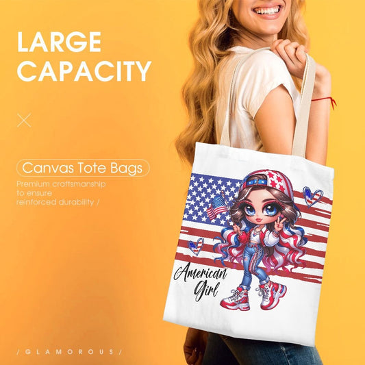 All American Girl Canvas Tote - Kim’s Signature Beauty & Accessories    