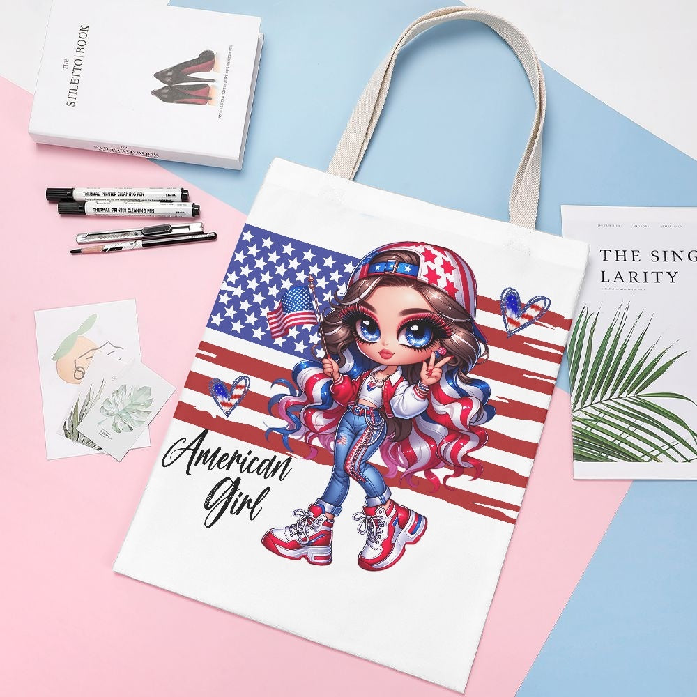 All American Girl Canvas Tote - Kim’s Signature Beauty & Accessories    