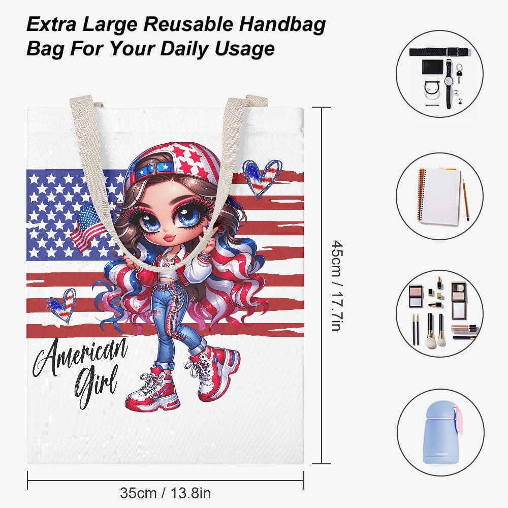 All American Girl Canvas Tote - Kim’s Signature Beauty & Accessories    