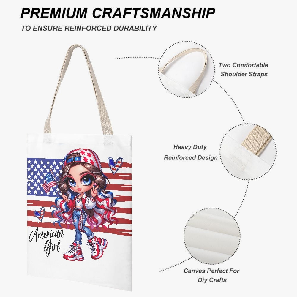All American Girl Canvas Tote - Kim’s Signature Beauty & Accessories    