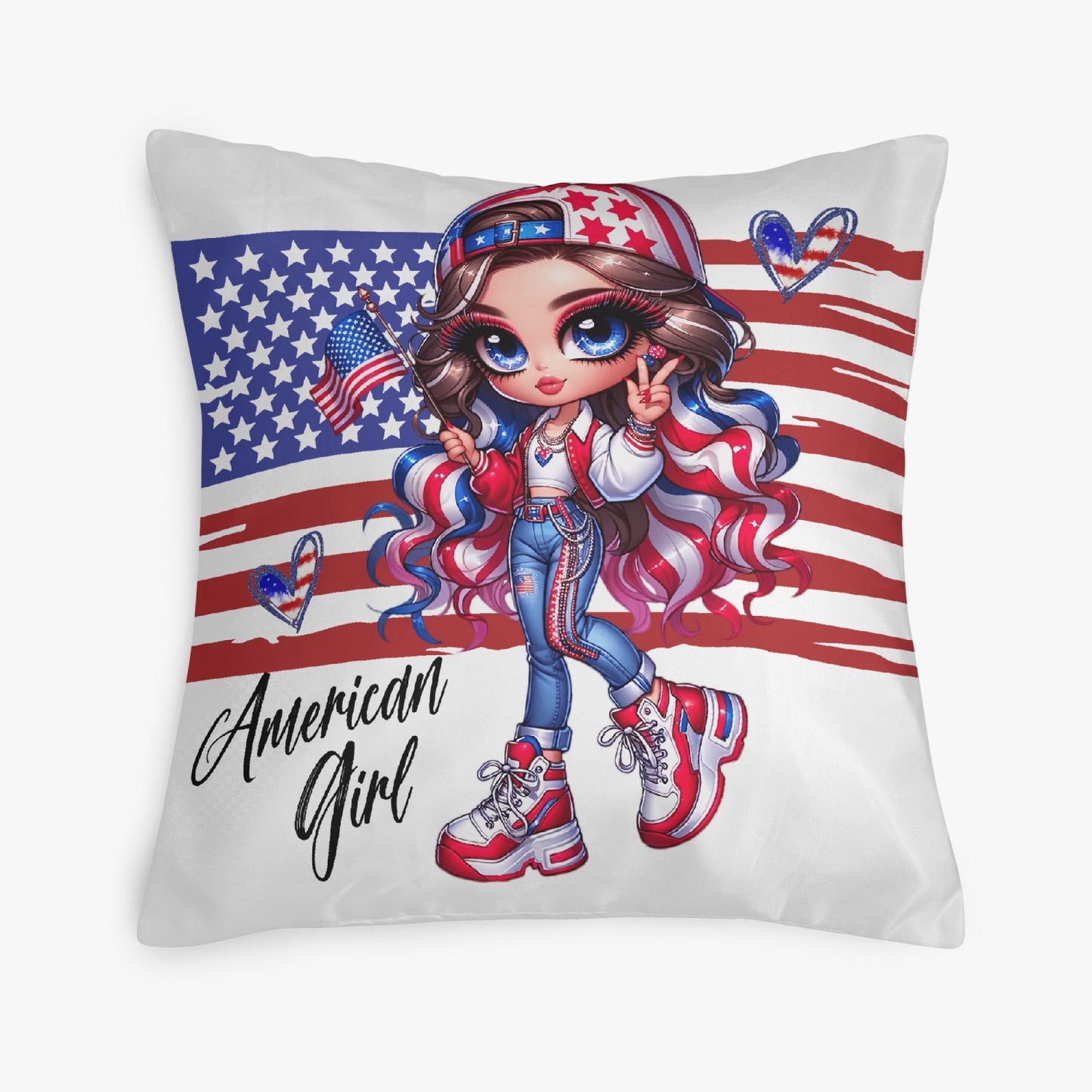All-American Girl | Flag Pillow Cover - Kim’s Signature Beauty & Accessories    