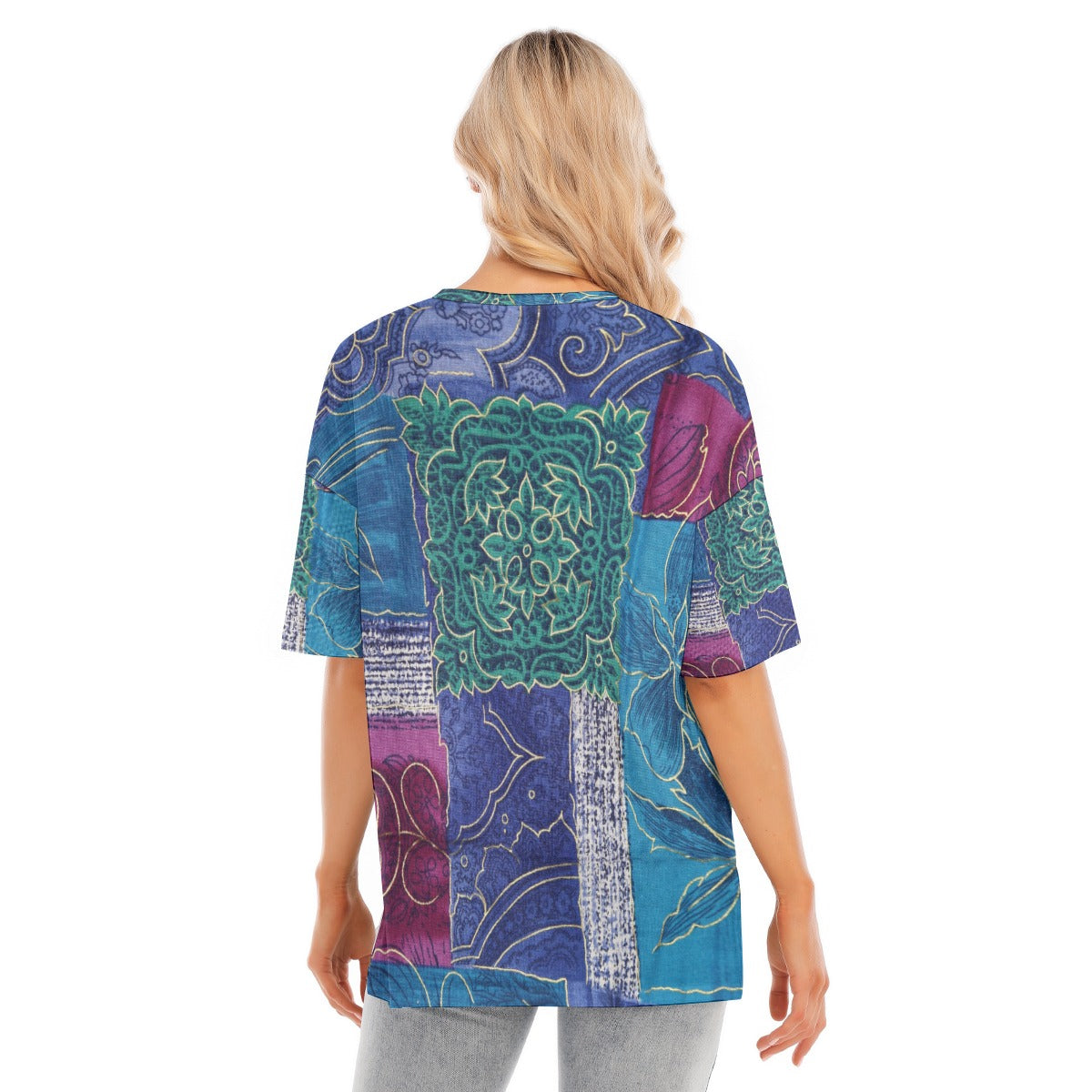 All-Over Print Women's Short Sleeves T-shirt With Hem Split - Kim’s Signature Beauty & Accessories    