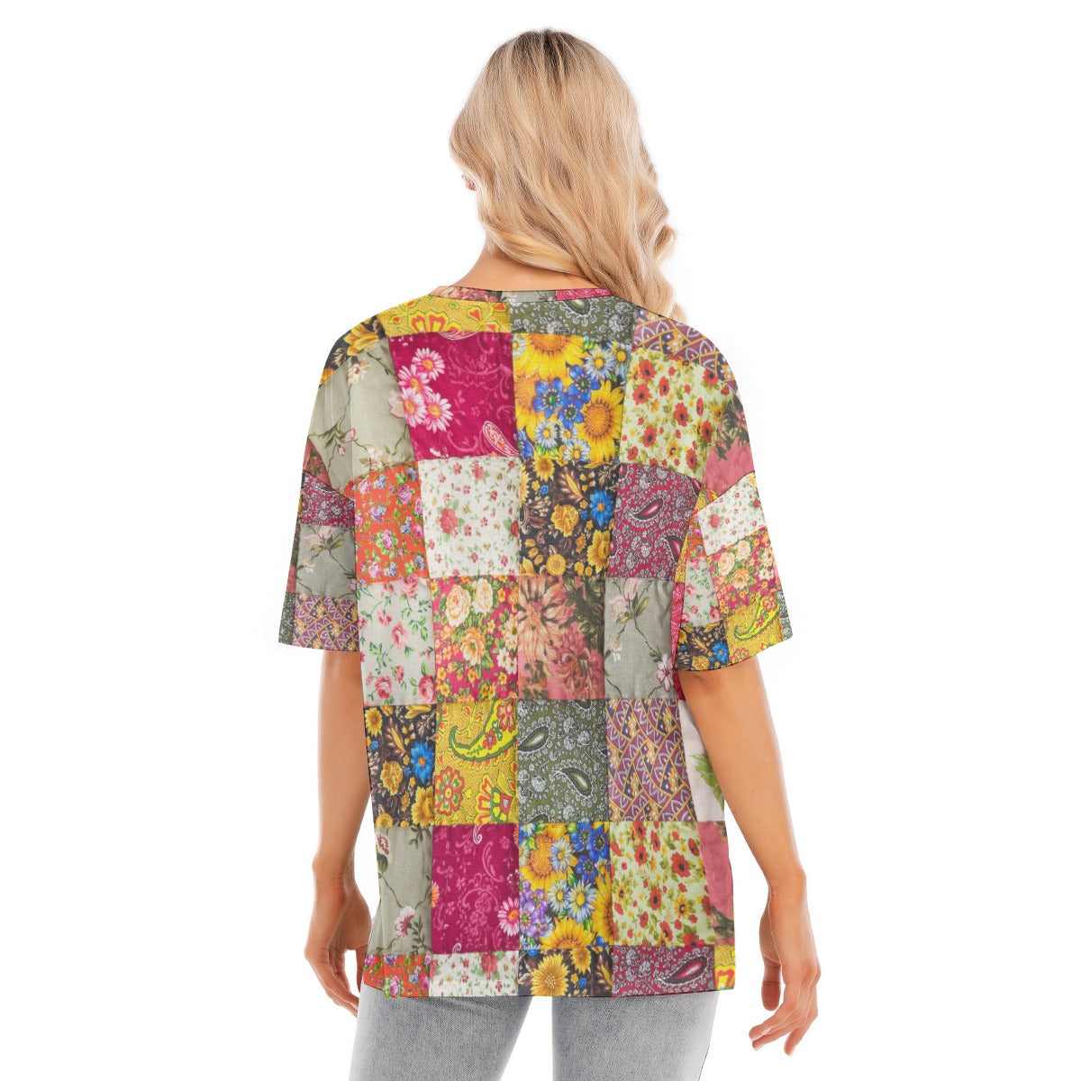 All-Over Print Women's Short Sleeves T-shirt With Hem Split - Kim’s Signature Beauty & Accessories    