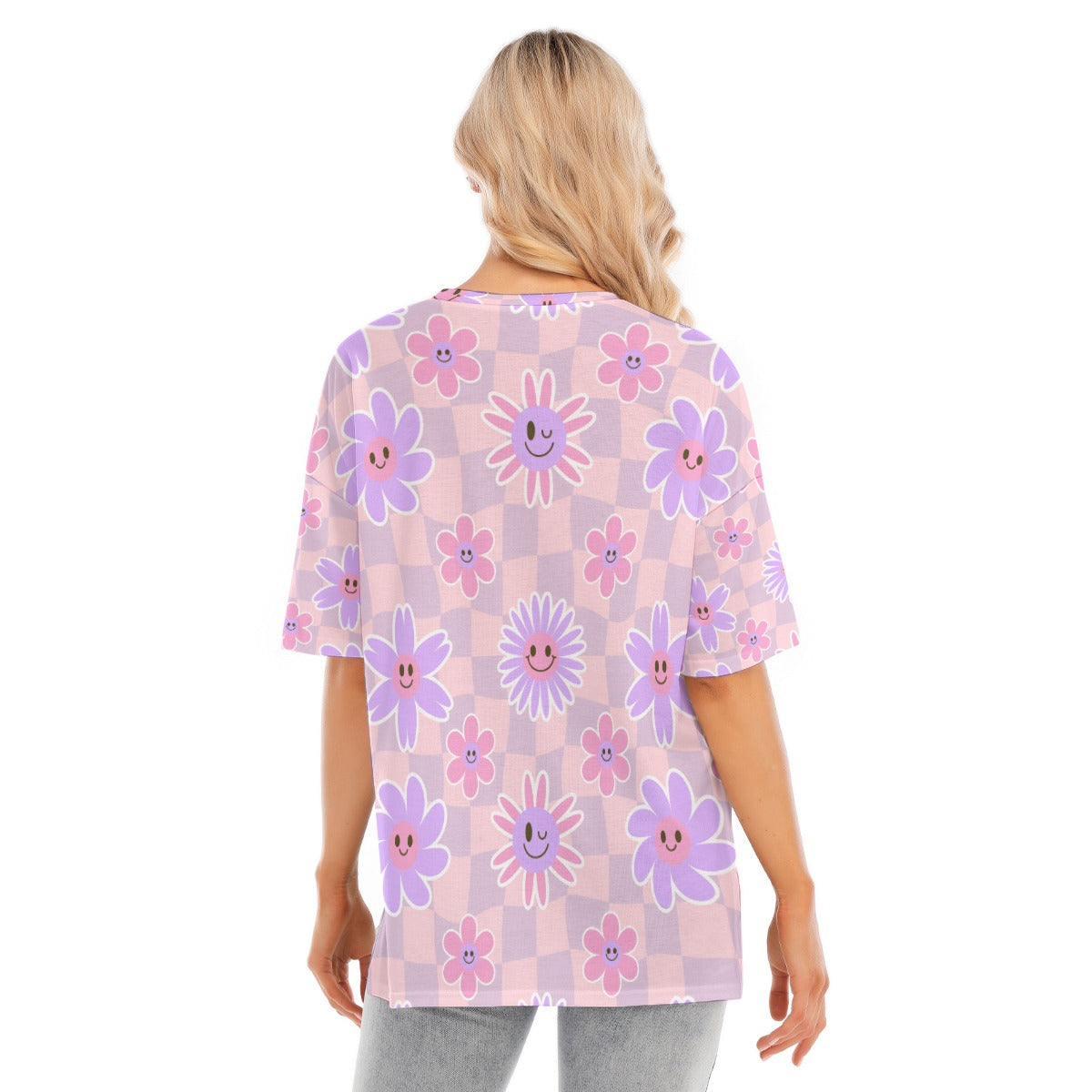 All-Over Print Women's Short Sleeves T-shirt With Hem Split - Kim’s Signature Beauty & Accessories    
