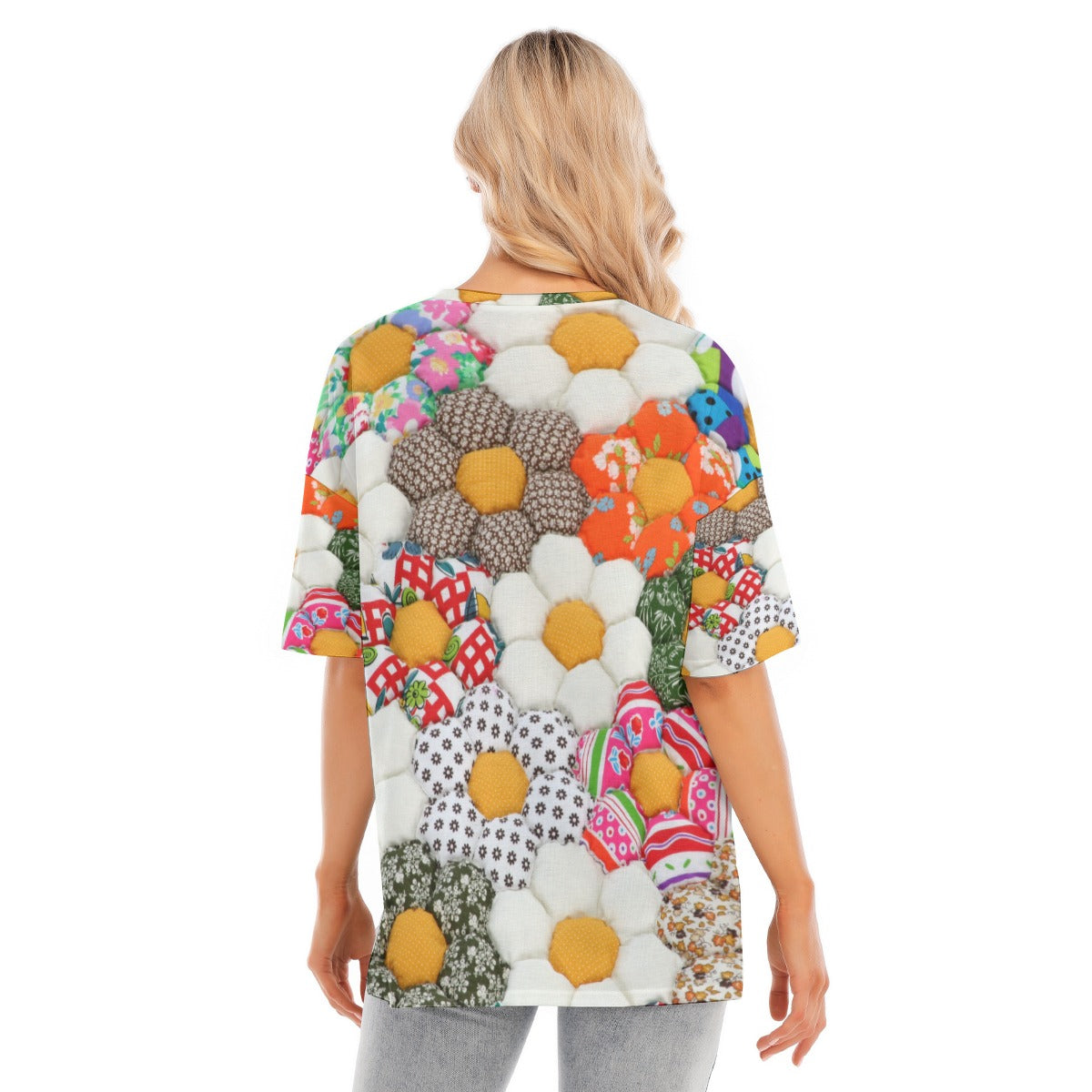 All-Over Print Women's Short Sleeves T-shirt With Hem Split - Kim’s Signature Beauty & Accessories    