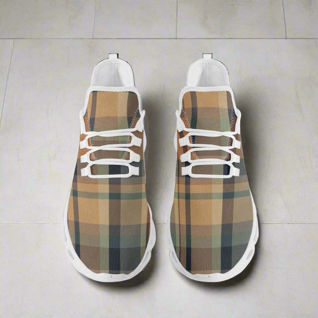 Autumn Plaid Comfort Sneakers – Classic Style Meets Everyday Bounce - Kim’s Signature Beauty & Accessories    