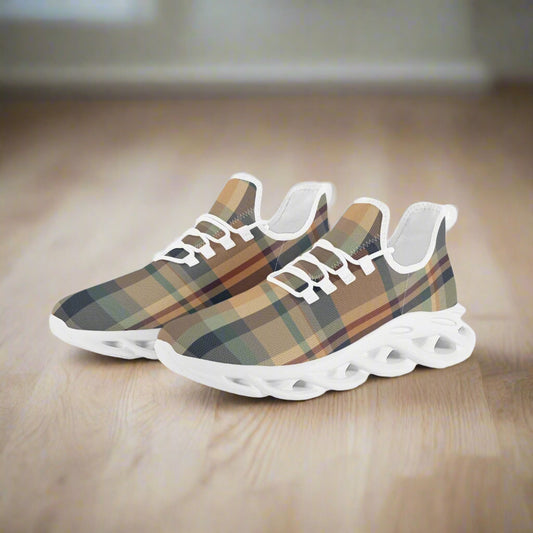 Autumn Plaid Comfort Sneakers – Classic Style Meets Everyday Bounce - Kim’s Signature Beauty & Accessories    