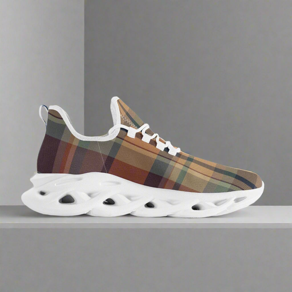 Autumn Plaid Comfort Sneakers – Classic Style Meets Everyday Bounce - Kim’s Signature Beauty & Accessories    