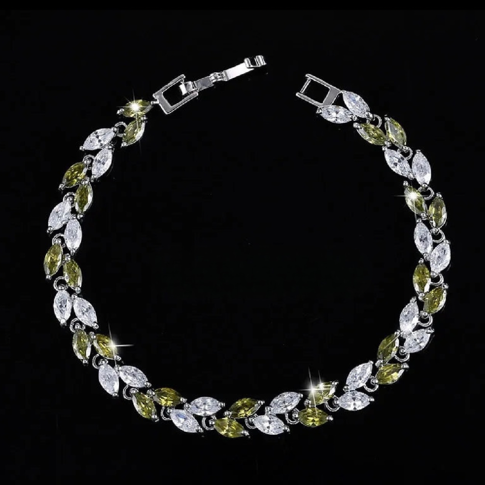 Nature’s Elegance Silver Leaf CZ Bracelet