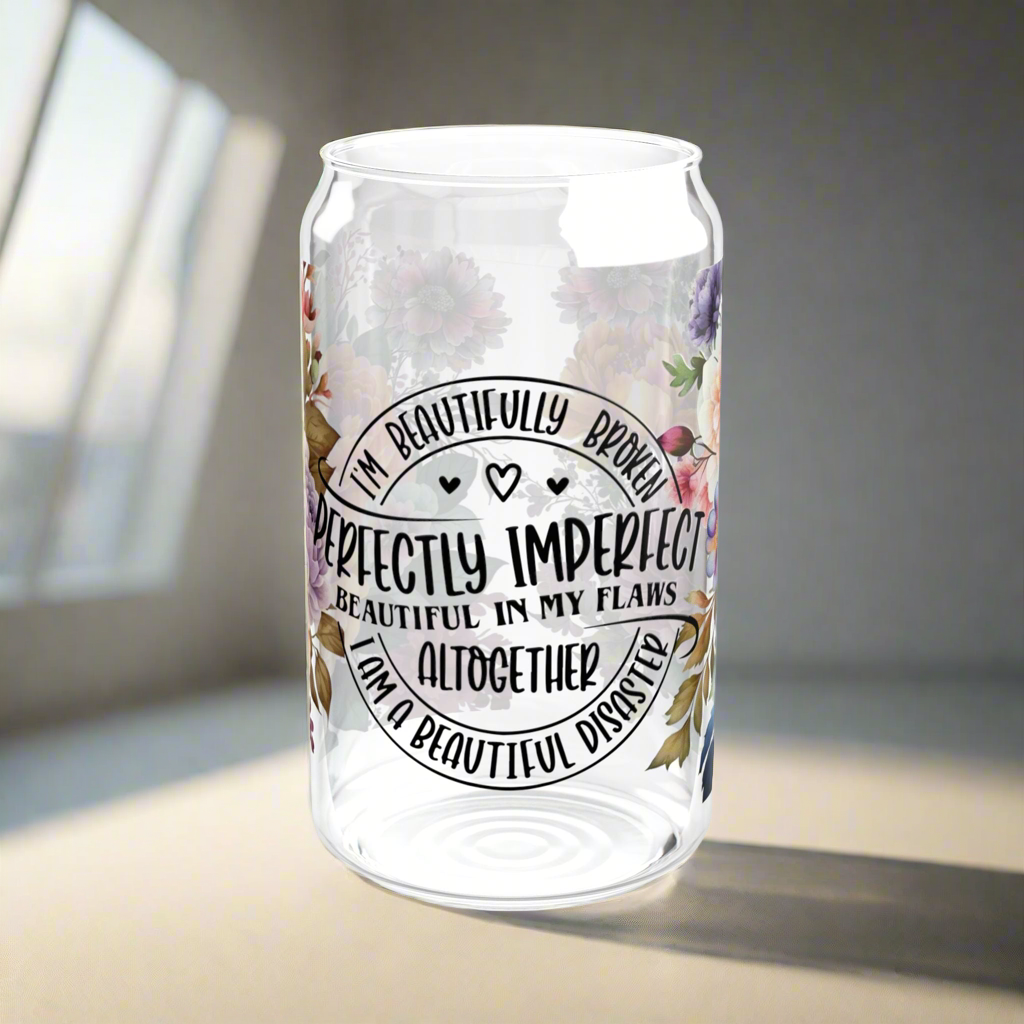 Perfectly Imperfect Sipper Glass - Kim’s Signature Beauty & Accessories    (Store description)