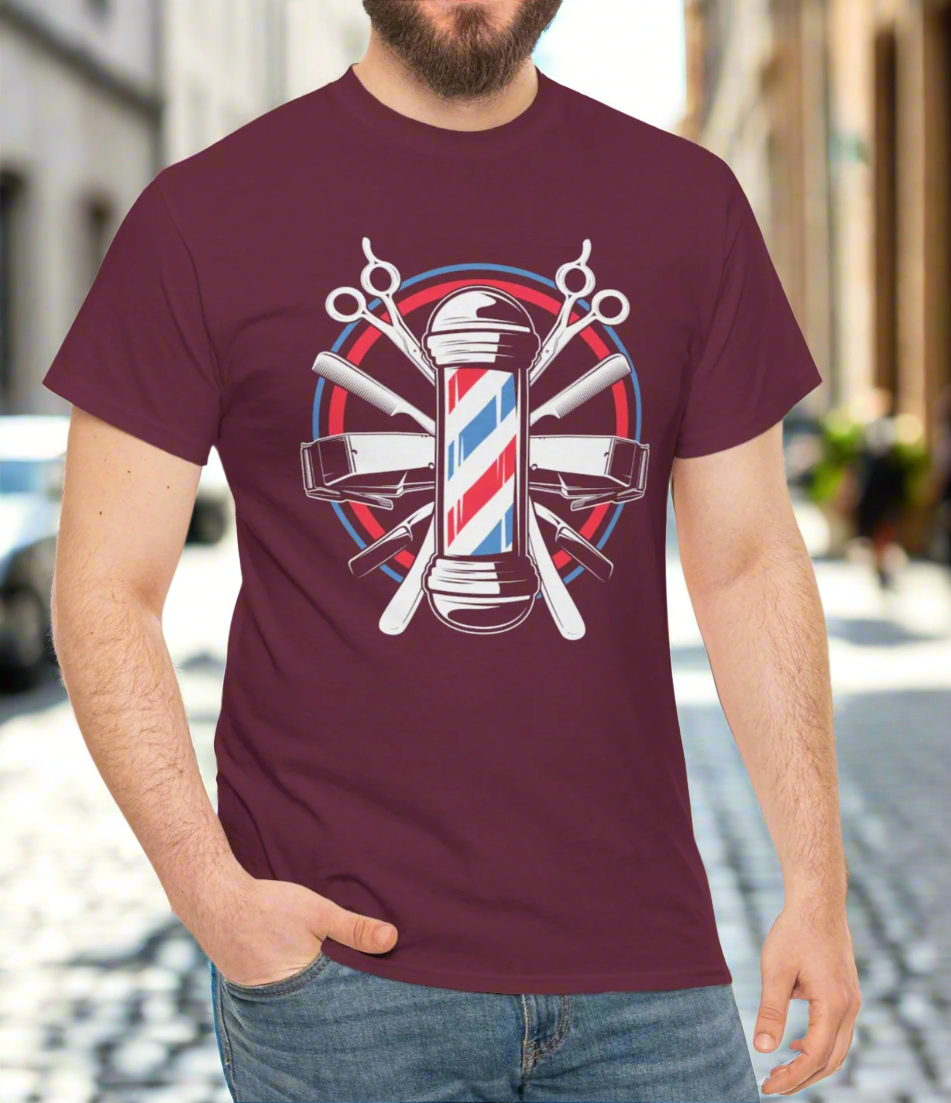 Barber Tools – Classic Barber Pole Graphic Tee - Kim’s Signature Beauty & Accessories    