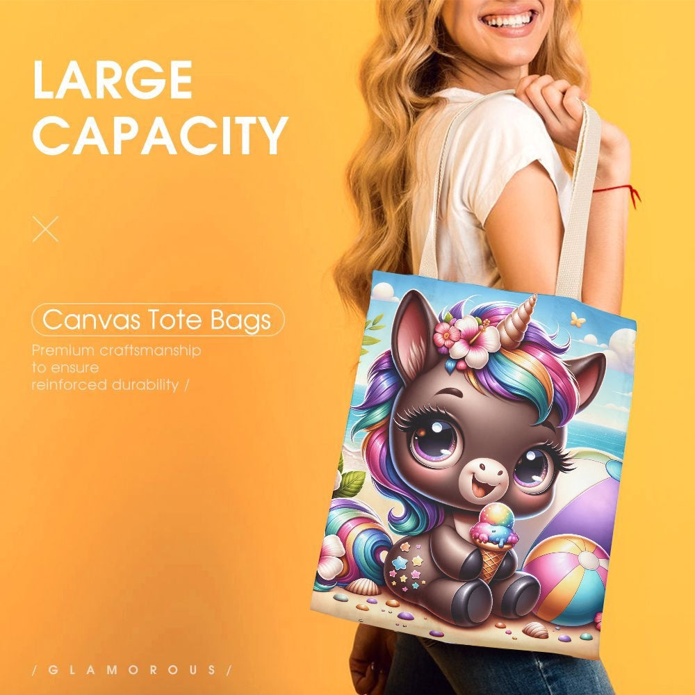 Beach Fun Unicorn Canvas Tote - Kim’s Signature Beauty & Accessories    