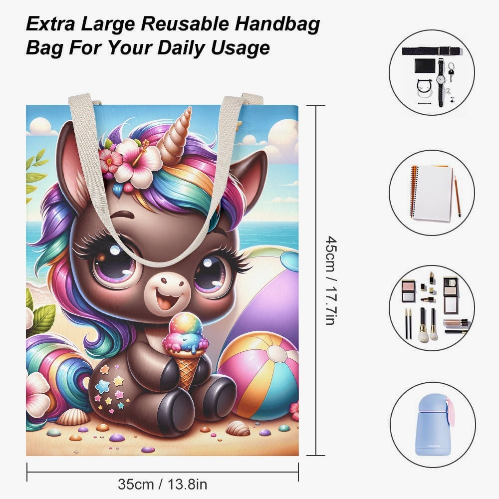 Beach Fun Unicorn Canvas Tote - Kim’s Signature Beauty & Accessories    