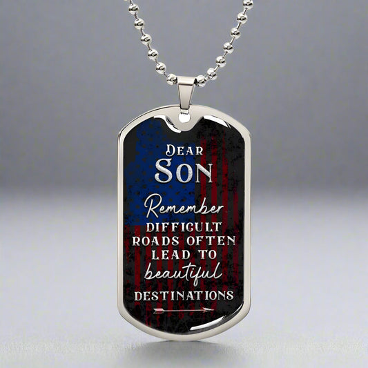 Beautiful Destinations Ahead Son | Dog Tag - Kim’s Signature Beauty & Accessories    