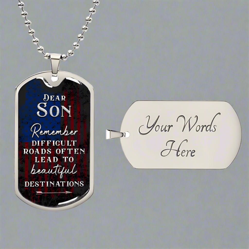 Beautiful Destinations Ahead Son | Dog Tag - Kim’s Signature Beauty & Accessories    