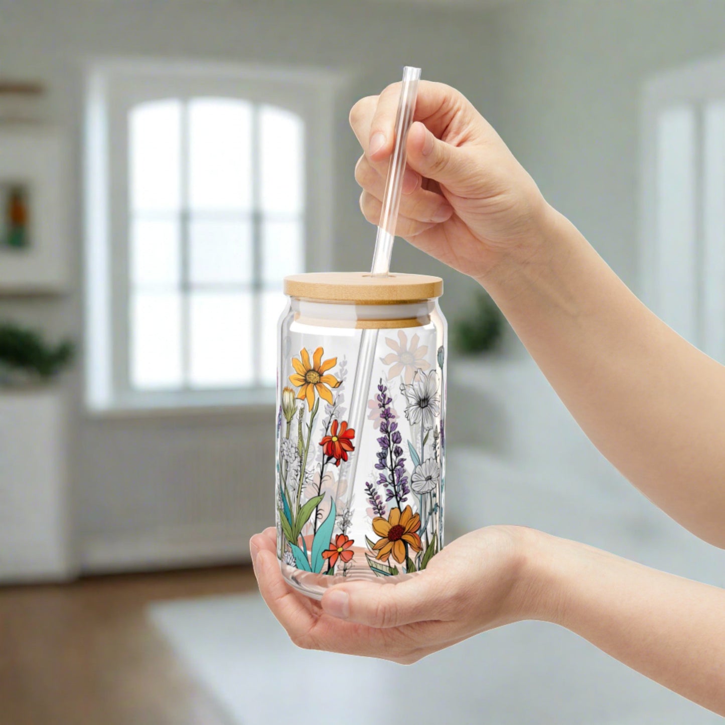 Beautiful Wildflowers Sipper Glass - Kim’s Signature Beauty & Accessories    