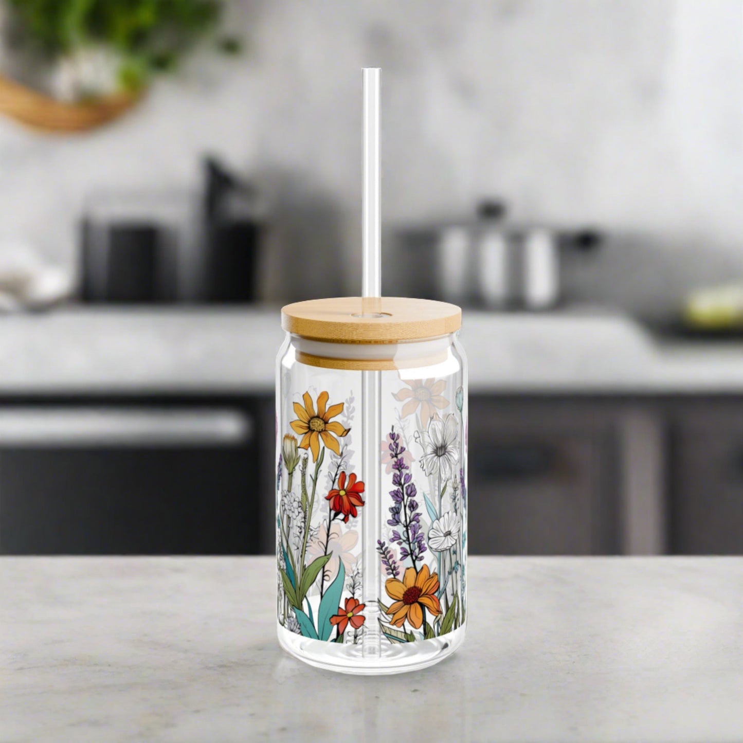 Beautiful Wildflowers Sipper Glass - Kim’s Signature Beauty & Accessories    