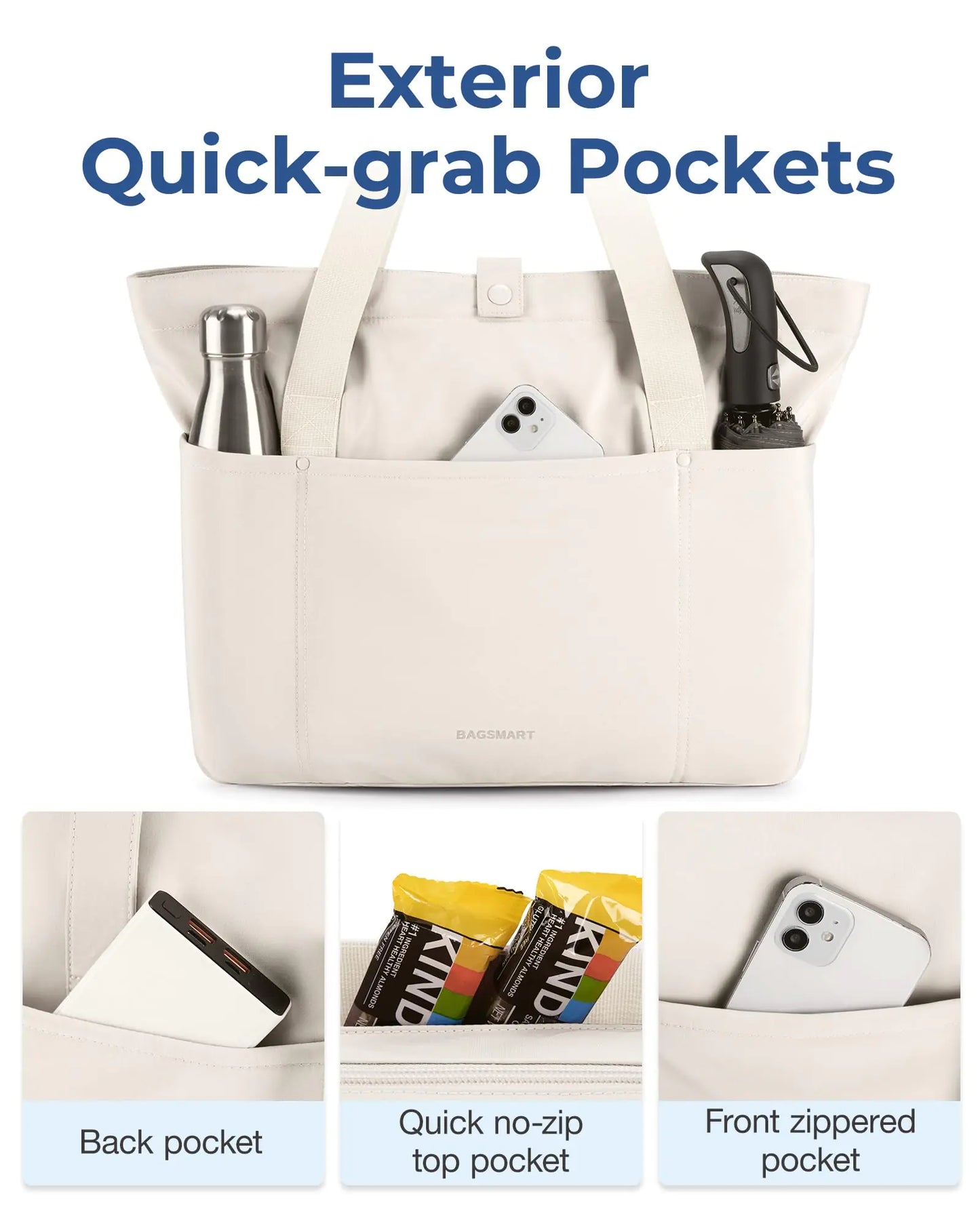 Beige BAGSMART Tote Bag for Women - Everyday Carryall - Kim’s Signature Beauty & Accessories    