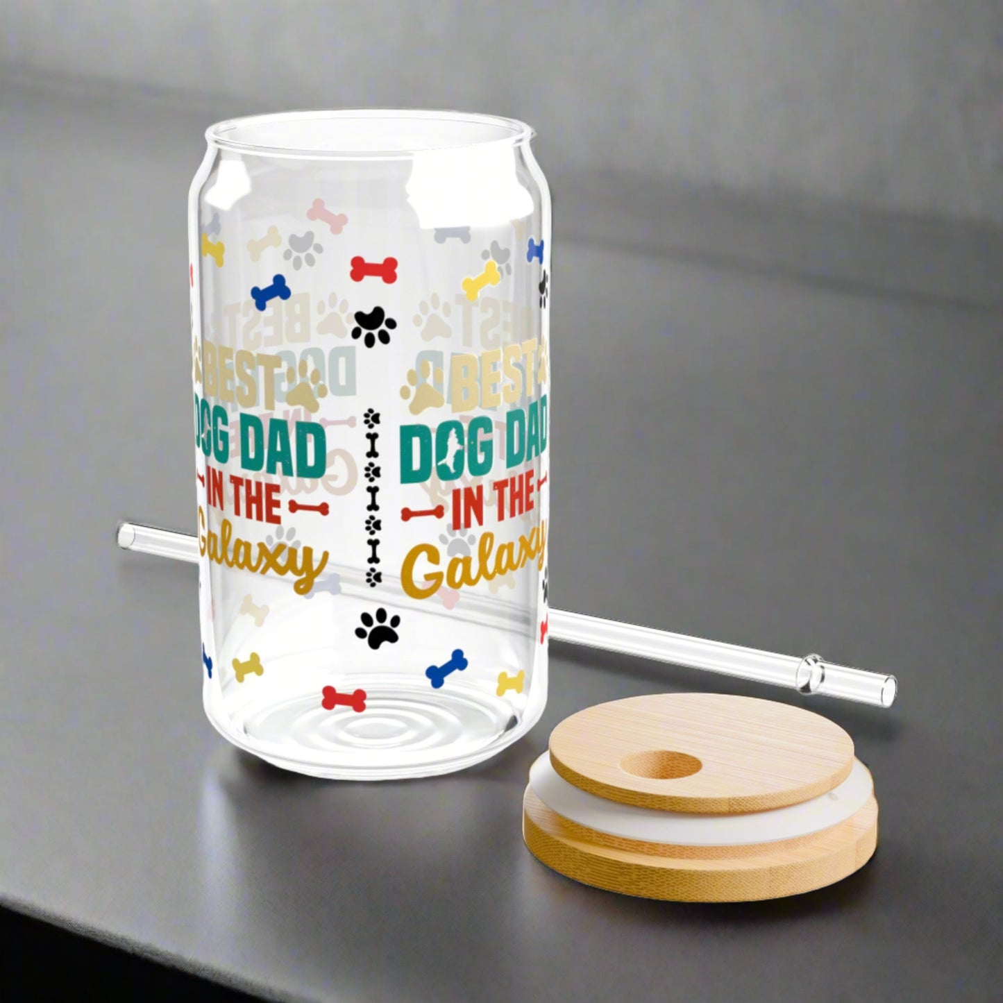 Best Dog Dad in the Galaxy | Sipper Glass, 16oz - Kim’s Signature Beauty & Accessories    