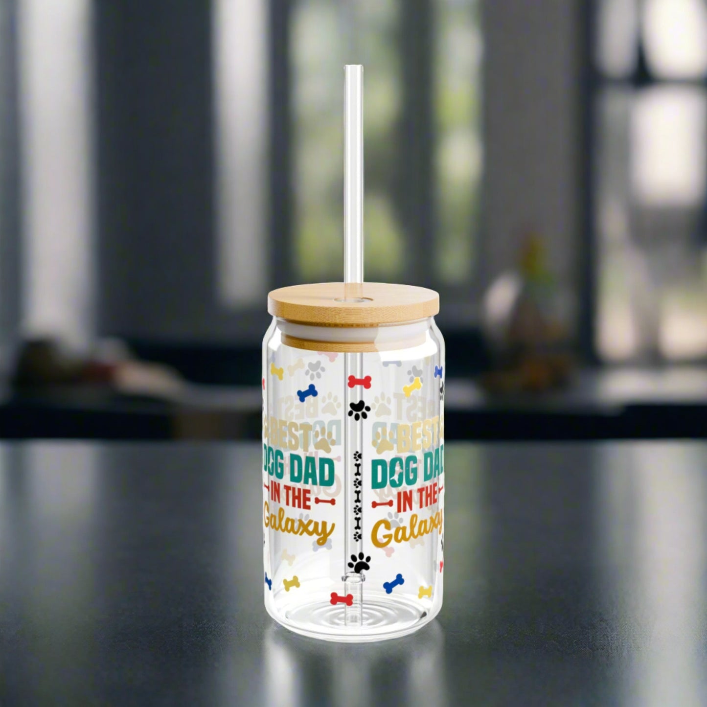 Best Dog Dad in the Galaxy | Sipper Glass, 16oz - Kim’s Signature Beauty & Accessories    