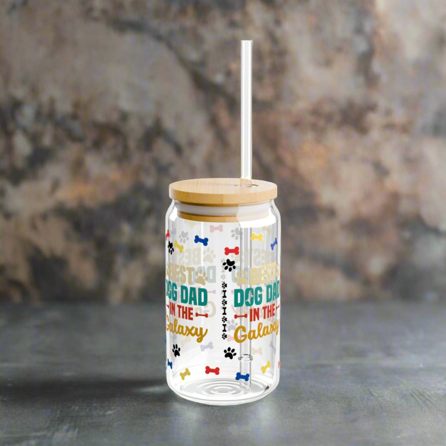 Best Dog Dad in the Galaxy | Sipper Glass, 16oz - Kim’s Signature Beauty & Accessories    