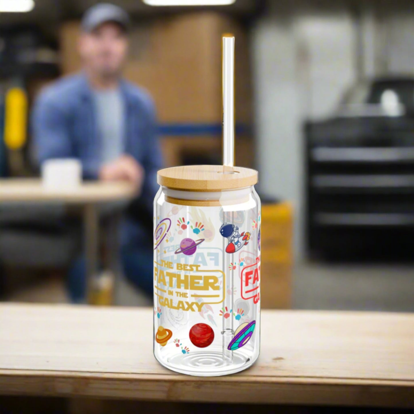 Best Father in the Galaxy | Sipper Glass, 16oz - Kim’s Signature Beauty & Accessories    