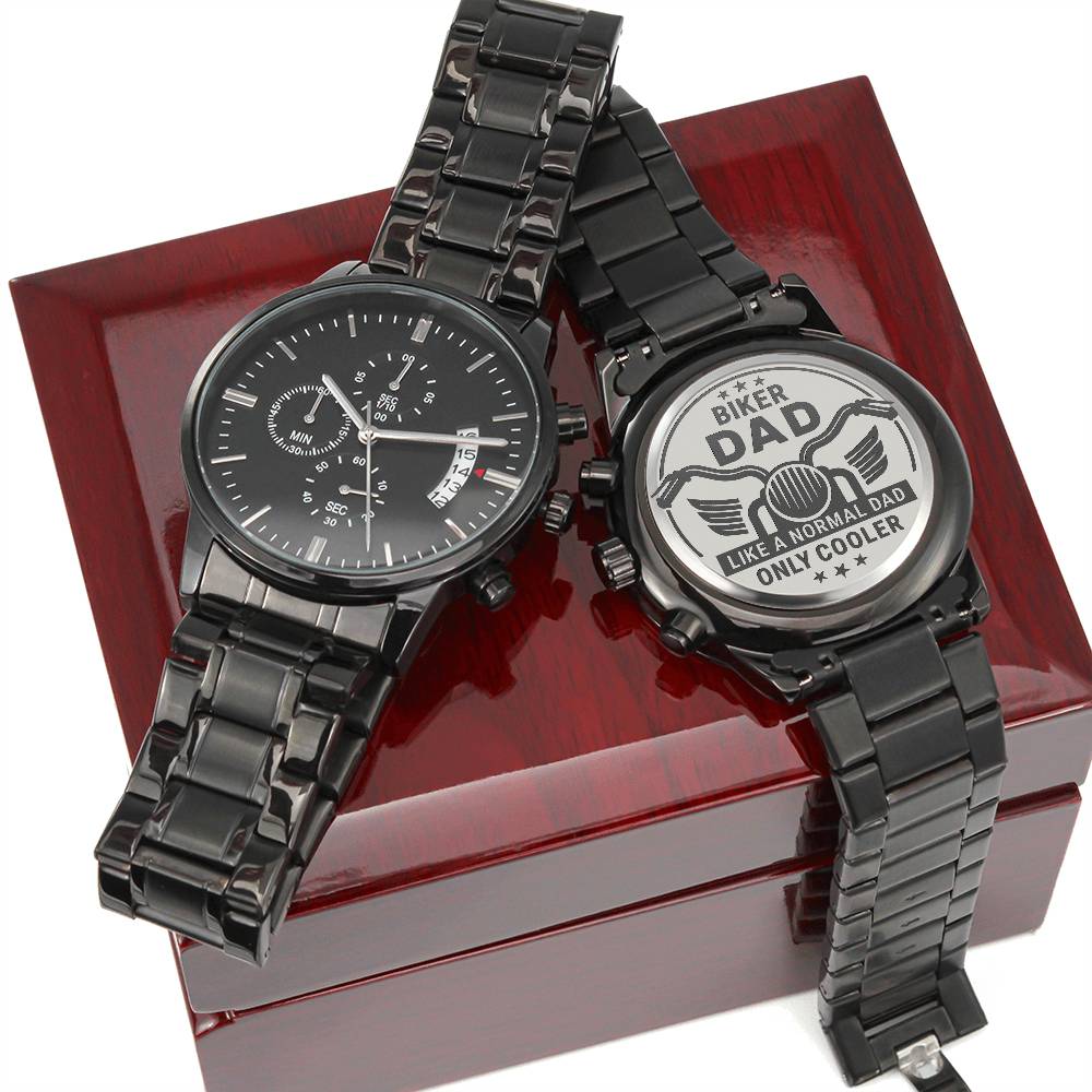 Biker Dad Engraved Watch - Kim’s Signature Beauty & Accessories    